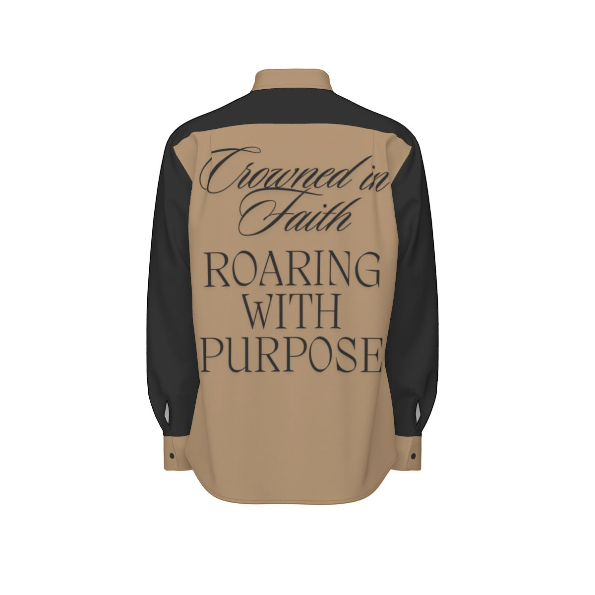 "'Crowned in Faith, Roaring with Purpose' Men's Long Sleeve Shirt – Slim Fit Cotton Poplin"