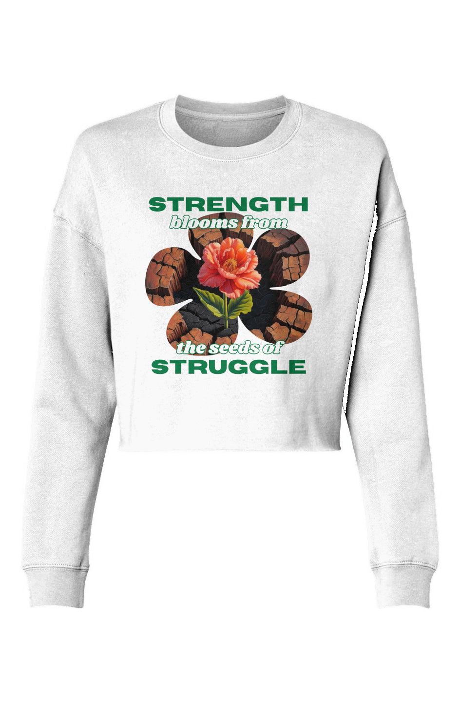 "Strength Blooms from the Seeds of Struggle" Lightweight Cropped Sweater