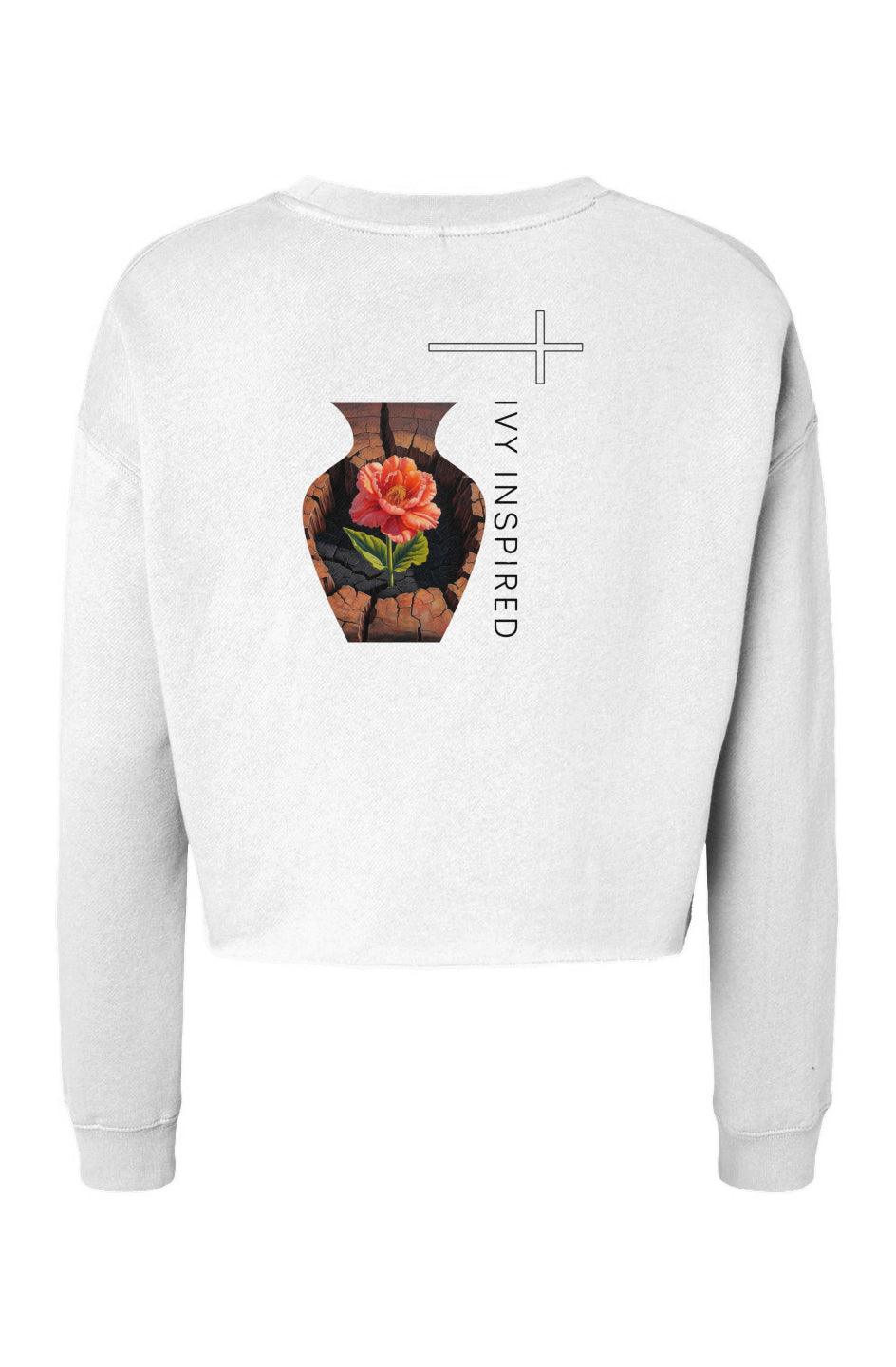 "Strength Blooms from the Seeds of Struggle" Lightweight Cropped Sweater