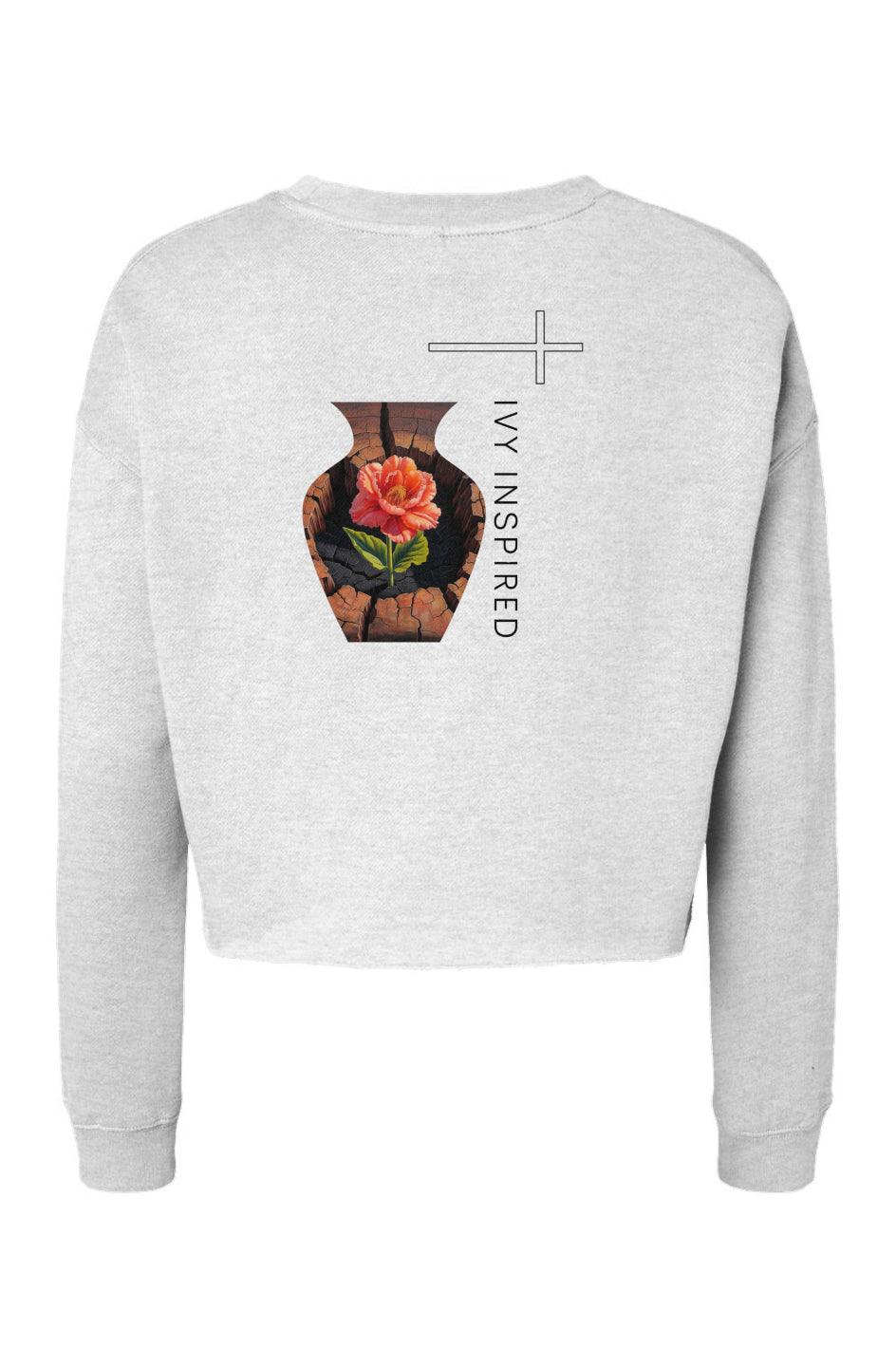 "Strength Blooms from the Seeds of Struggle" Lightweight Cropped Sweater