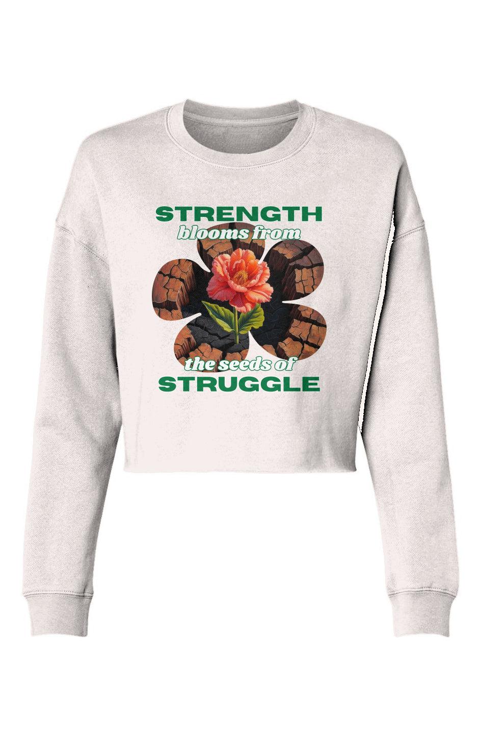 "Strength Blooms from the Seeds of Struggle" Lightweight Cropped Sweater