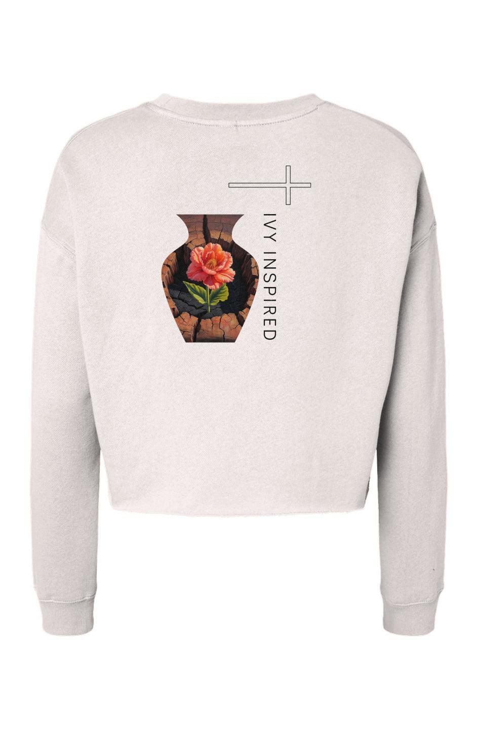 "Strength Blooms from the Seeds of Struggle" Lightweight Cropped Sweater