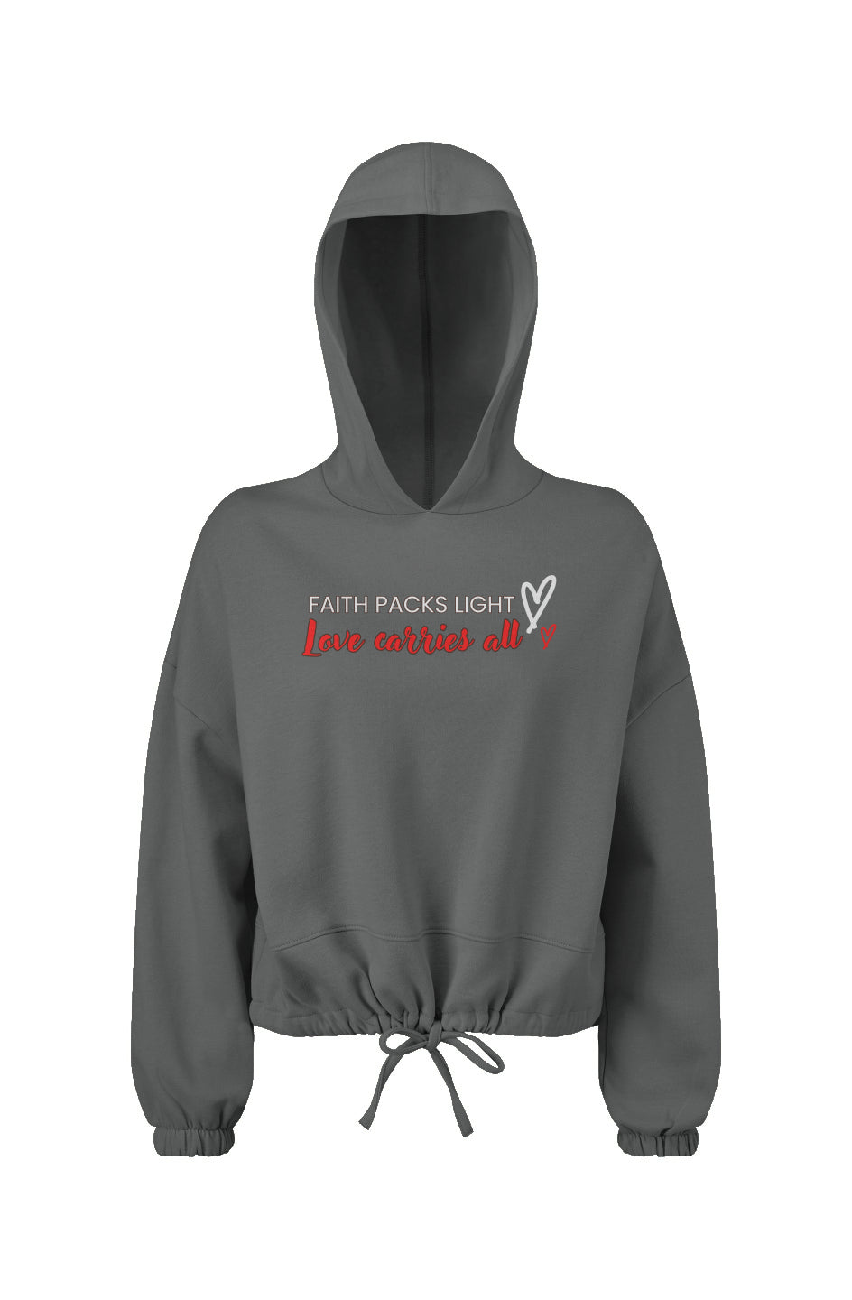 "'Faith Packs Light. Love Carries All." Cropped Hoodie