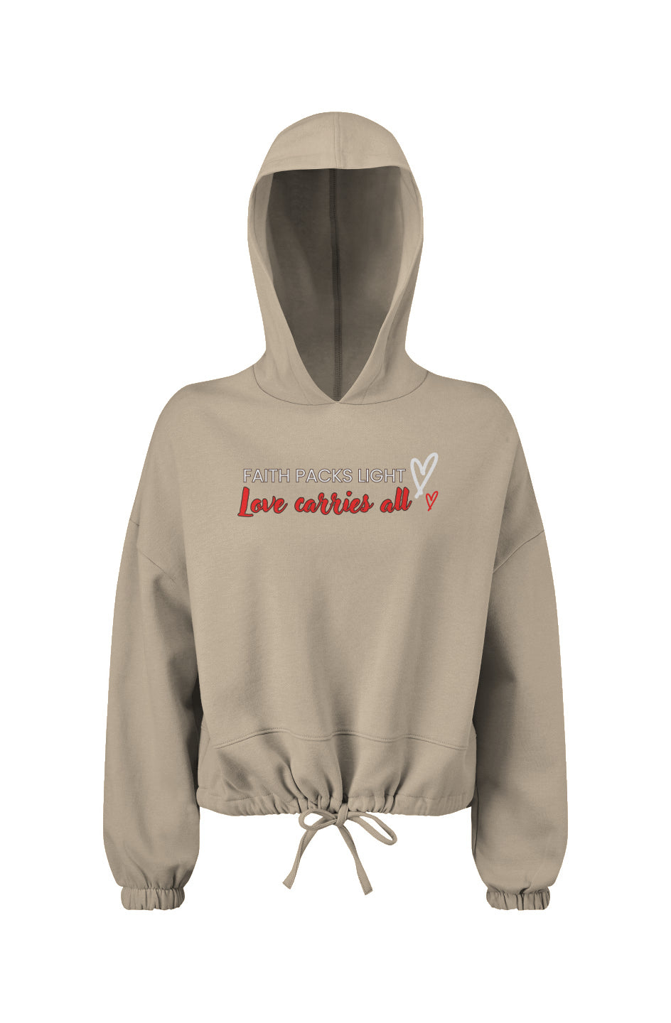 "'Faith Packs Light. Love Carries All." Cropped Hoodie